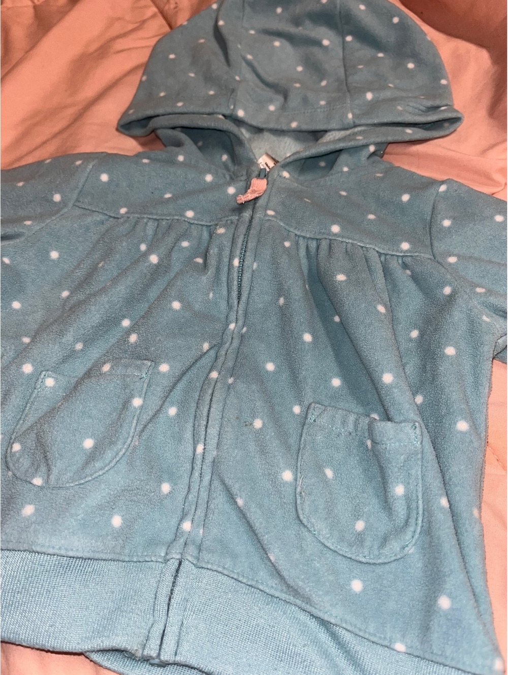 Carter's 12M Blue Polka Dot Hooded Zip-Up Sweatshirt